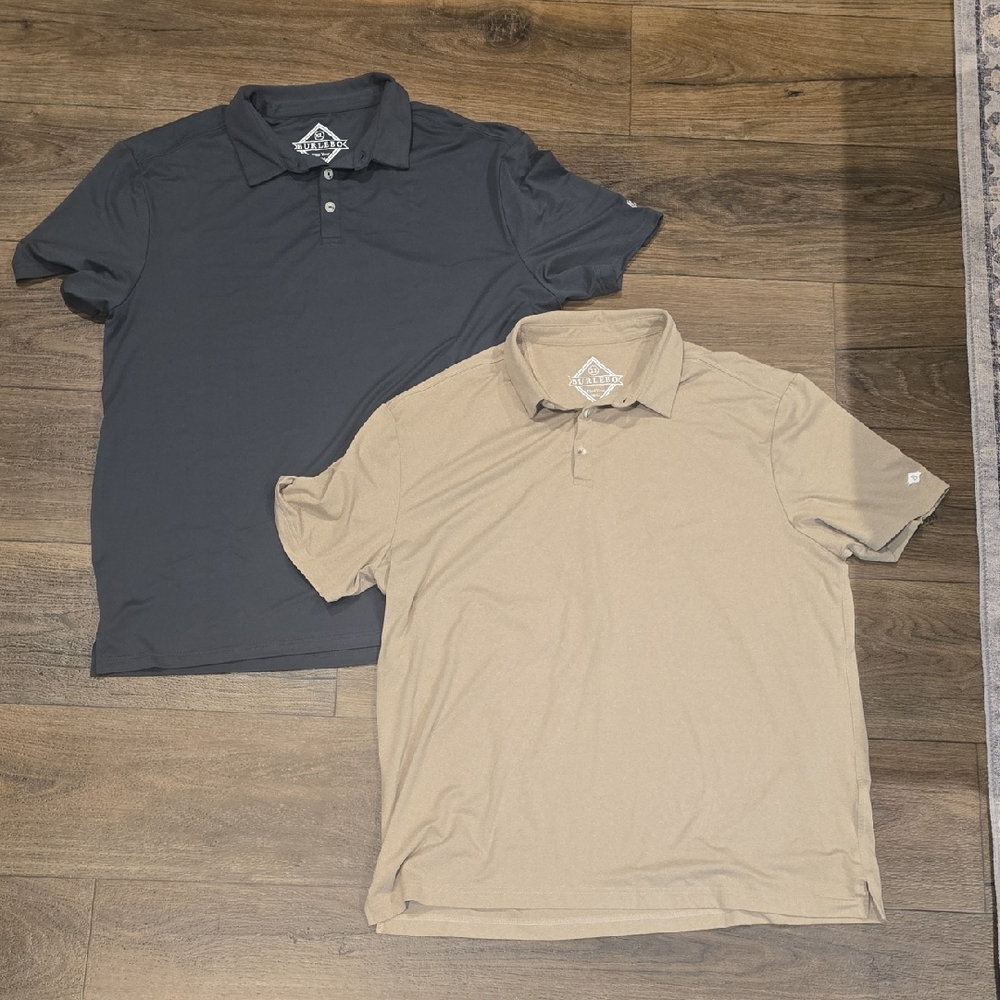 Set Of 2 xl BURLEBO Men's Polo Shirt Set - Black and Tan